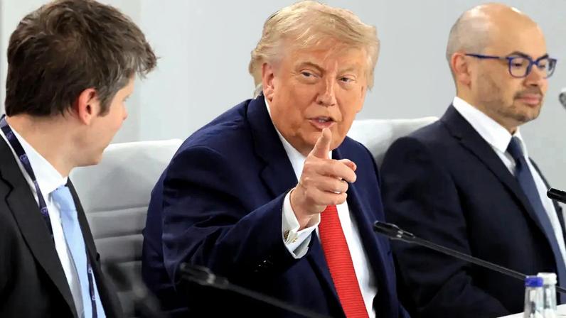 O presidente dos Estados Unidos, Donald Trump, na reunião do G7.