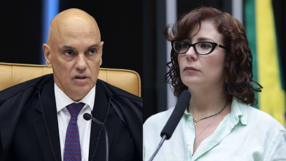 O ministro Alexandre de Moraes e a deputada federal Carla Zambelli (PL-SP)