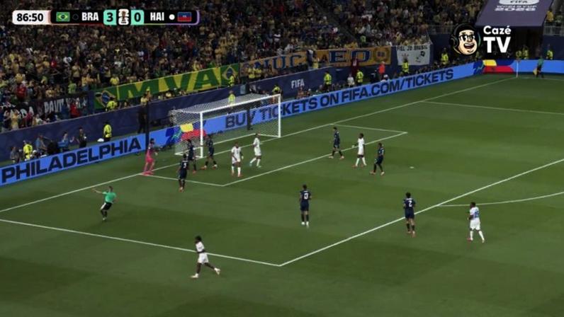Na imagem, seleção brasileira em campo contra a do Haiti. Os dados são do ONS (Operador Nacional do Sistema Elétrico) | Reprodução/CazéTV - 19.jun.2026