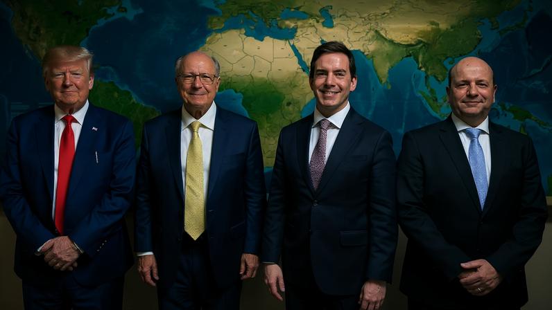 vice-presidente da República, Geral Alckmin; presidente da General Motors América do Sul, Thomas Owsianski; vice-presidente da GM América do Sul, Fabio Rua e diretor-executivo de Engenharia de Produto da General Motors América do Sul, Ricardo Fanucchi.