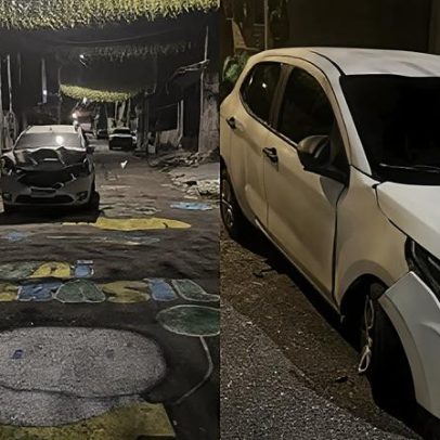 Carro invade rua pintada para a Copa e atropela 4 pessoas em Belém