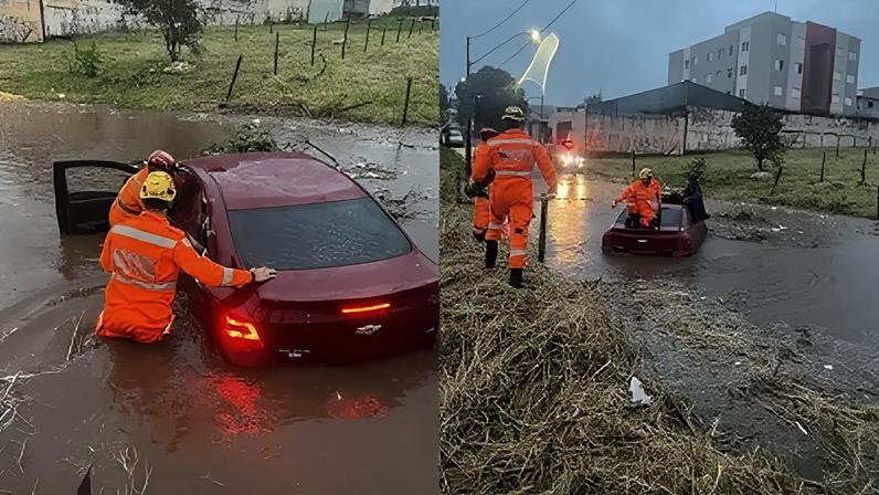 Avenida ficou tomada pela água da chuva