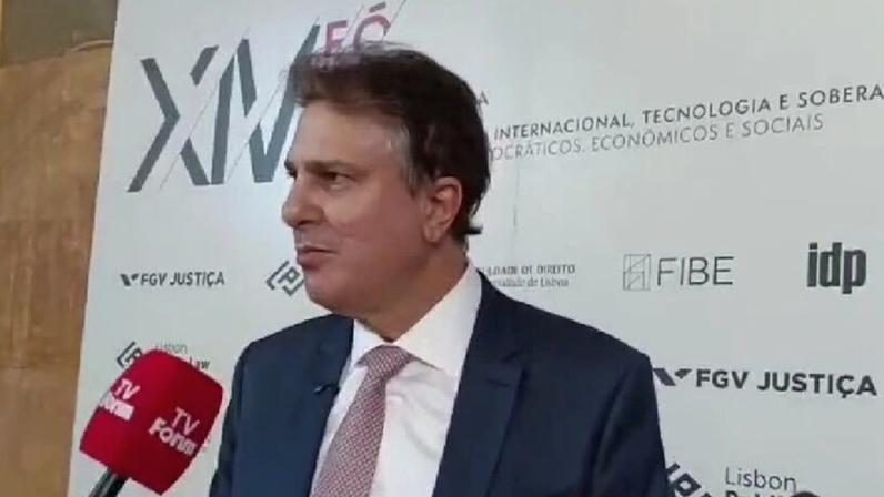 O senador Camilo Santana durante o 14º Fórum de Lisboa, nesta 3ª feira (2.jun.2026)