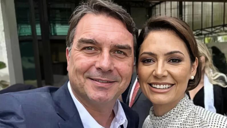 Flávio e Michelle Bolsoanro - Reprodução Redes Sociais