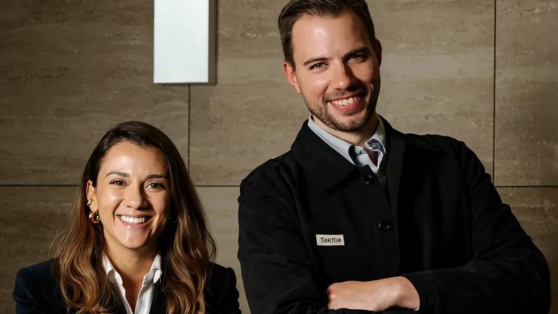 Gabriel Purkyt, general manager da Taktile no Brasil, e Carolina Fraidemberge, diretora de vendas para a América Latina (Divulgação)