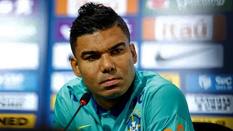 Foto colorida de Casemiro, durante coletiva de imprensa da Seleção - Metrópoles