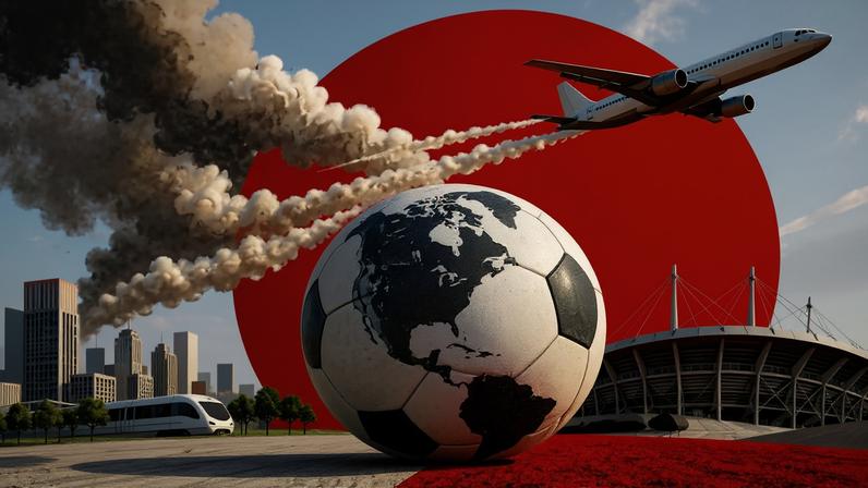 FIFA prometeu ações de reciclagem, mobilidade e reaproveitamento da infraestrutura, mas peso segue nas emissões de viagens (Imagem gerada por IA/Exame)