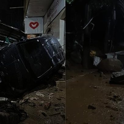 Deslizamento na Rocinha fecha via após forte chuva no RJ