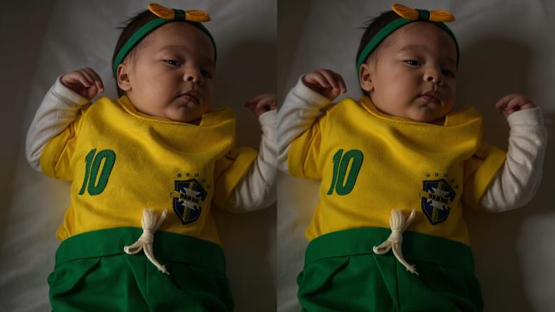 Filha do casal de ex-bbbs aparece com look da seleção brasileira antes de jogo do Brasil