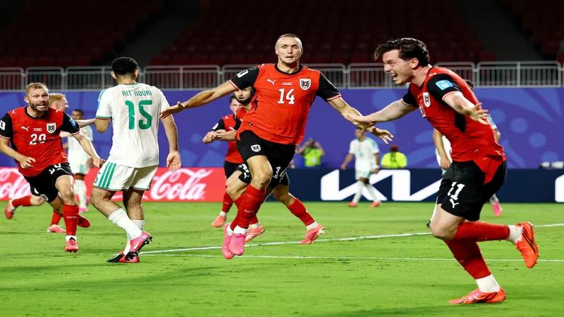 Soccer Football - FIFA World Cup 2026 - Group J - Algeria v Austria - Kansas City Stadium, Kansas City, Missouri, U.S. - June 27, 2026 Austria's Sasa Kalajdzic celebrates scoring their third goal REUTERS/Phil Noble