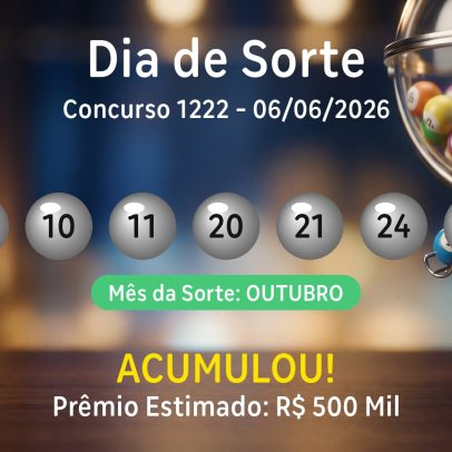 Números sorteados no Dia de Sorte 1222