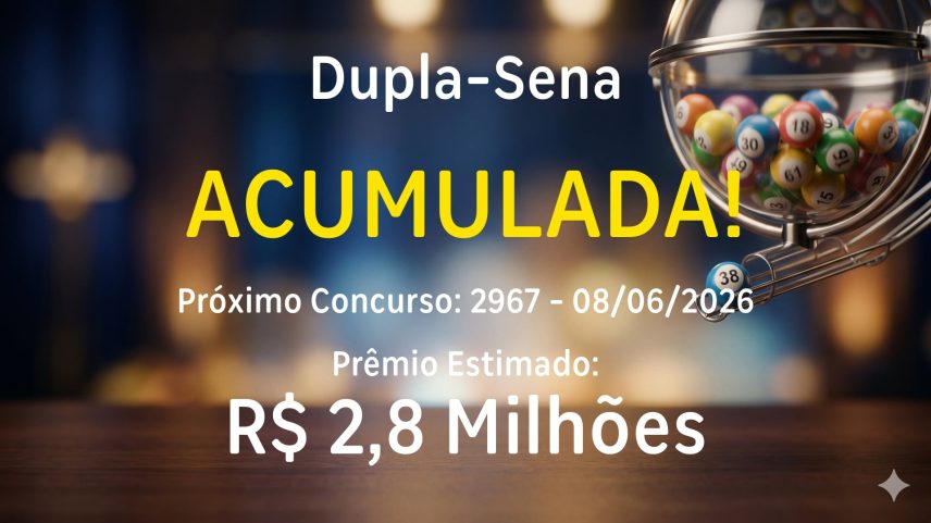 Dupla-Sena: sorteia prêmio acumulado em R$ 2,8 milhões nesta segunda-feira (8)