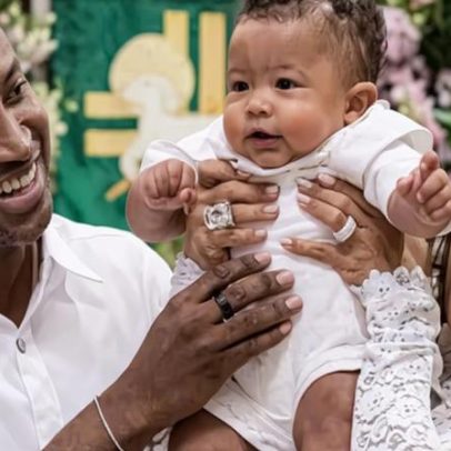 Filho de Carol Peixinho e Thiaguinho surge nos braços de Huck