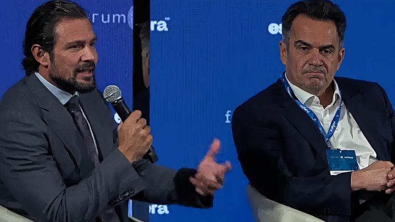 Daniel Vorcaro, presidente do Banco Master, e o senador Ciro Nogueira (PP-PI) durante evento em outubro de 2024