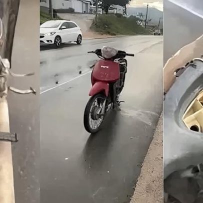 Vídeo mostra moto sem carenagens em rodovia de Santa Catarina