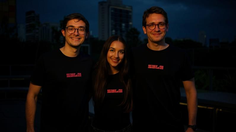 Guilherme Monteiro, Maria Luiza Sanches e Samy Waintraub, sócios da Zyla: empresa criada em São Paulo se tornou a maior assessoria de corrida do país ao combinar IA e metodologia esportiva para personalizar treinos em escala. (Zyla/Divulgação)