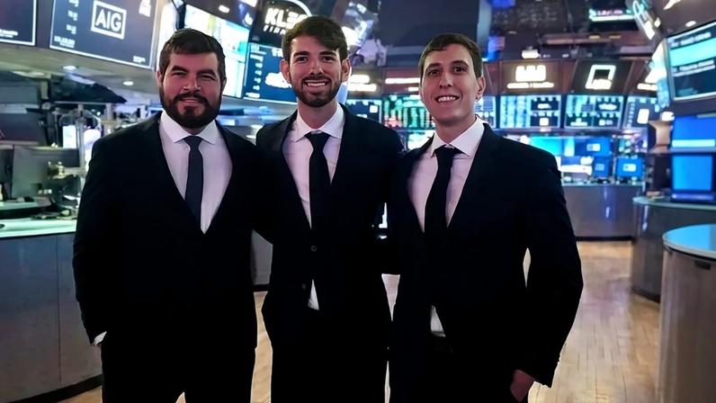 Leone Parise, Bernardo Brites e Rafael Luz, fundadores da Trace Finance: empresa captou US$ 32 milhões para expandir sua infraestrutura de pagamentos internacionais para a Ásia e outros mercados emergentes (Trace Finance/Divulgação)
