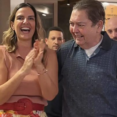 Faustão faz aparição pública com a esposa Luciana Cardoso