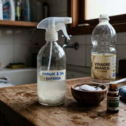 Mistura de vinagre e sal facilita a higiene da entrada da casa