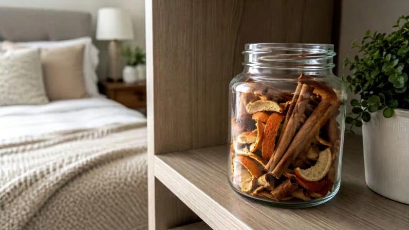 Casas perfumadas naturalmente com cascas de laranja e canela