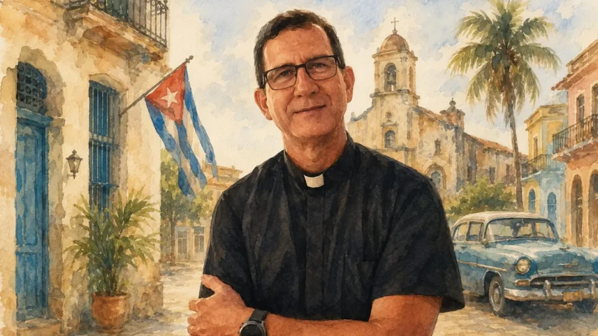Padre Alberto Reyes: voz crítica ao regime comunista de Cuba. (Foto: Imagem gerada pelo ChatGPT)