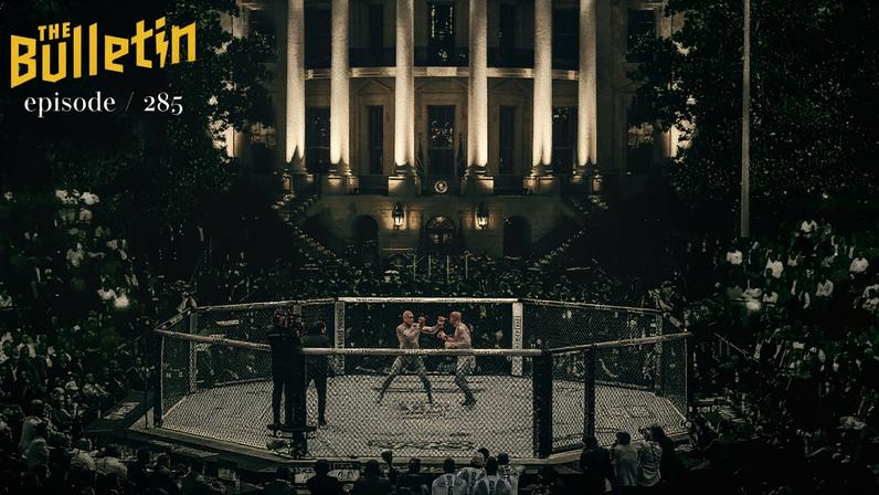 Image of UFC arena in front of White House for President Trump's 80th birthday.