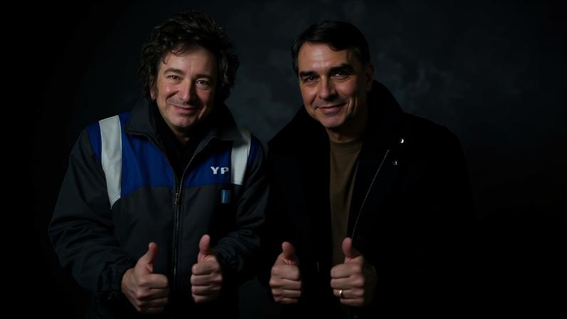 Flávio Bolsonaro e o presidente da Argentina, Javier Milei. Foto: Governo da Argentina