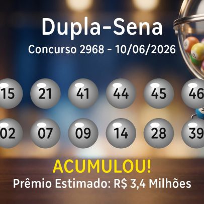 Dupla-Sena: números sorteados no concurso 2968 são divulgados
