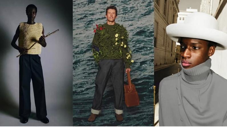Semana de Moda de Paris: 70 marcas revelarão suas novas coleções masculinas para a temporada de primavera-verão, como a brasileira P_Andrade; a Dior, com a aguardada coleção de Jonathan Anderson; e a Celine, sob a nova direção artística de Michael Rider. Foto: @p_____andrade/ @jonathan.anderson/ @celine via Instagram