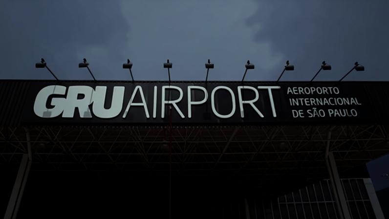 Fachada do Terminal 1 do aeroporto internacional de Guarulhos.