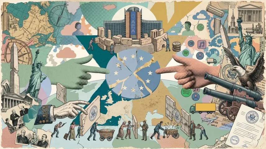 O acesso à tecnologia das empresas americanas ficará comprometido com as novas regulamentações da UE. (Foto: Imagem criada por Gemini IA/Gazeta do Povo)