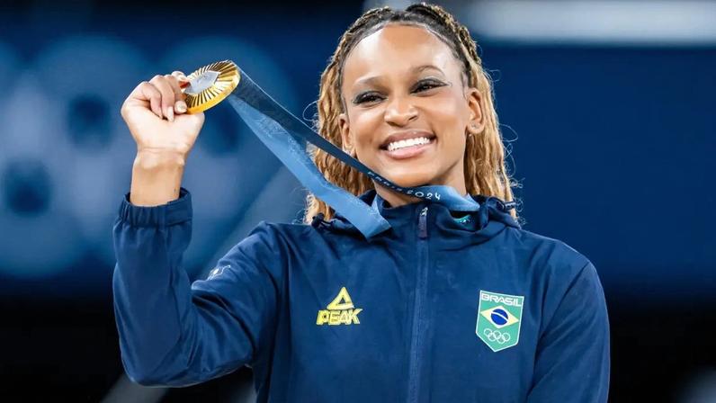 Rebeca Andrade levou medalha de ouro no solo na Olimpíada de Paris
