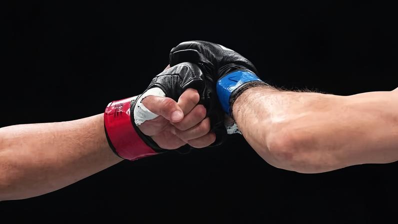 A detailed view of fight gloves during the UFC 313 event at T-Mobile Arena on March 08, 2025 in Las Vegas, Nevada. (Photo by Chris Unger/Zuffa LLC)