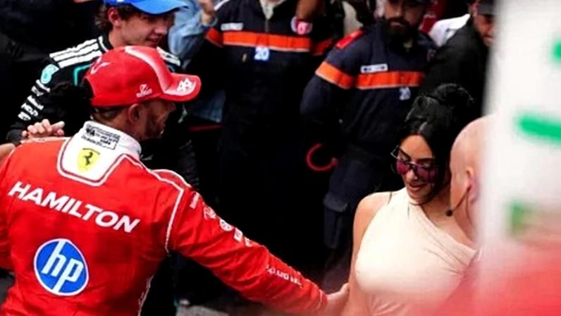 Lewis Hamilton e Kim Kardashian no GP de Mônaco de 2026