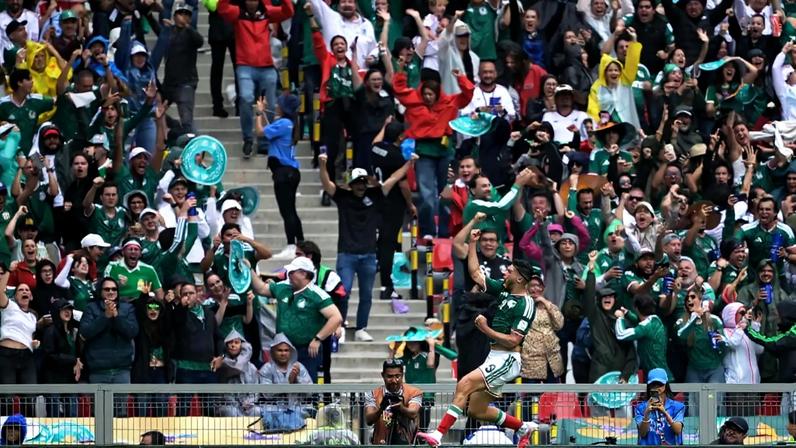 Raul Jimenez prompts delirium in the stands with Mexico's second goal against South Africa