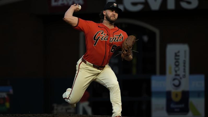 Landen Roupp was one of three San Francisco Giants pitchers who altered their Pride Night hats earlier this month.