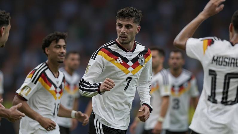 Seleção da Alemanha comemorando um dos gols durante a vitória contra Curaçao