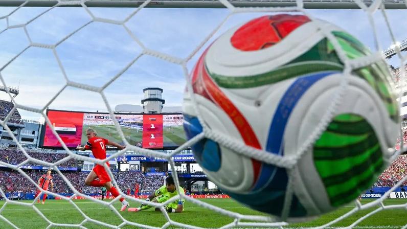 FOXBOROUGH, MASSACHUSETTS - JUNE 16: Erling Haaland #9 of Norway scores a goal against Jalal Hassan #12 of Iraq during the FIFA World Cup 2026 Group I match between Iraq and Norway at Boston Stadium on June 16, 2026 in Foxborough, Massachusetts. (Photo by Mark Smith/ISI Photos/ISI Photos/Getty Images)