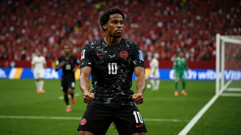 Jonathan David marcou três gols contra o Catar (Jared C. Tilton - FIFA/FIFA/Getty Images)