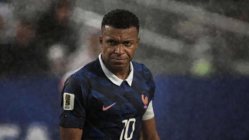 Mbappe during torrential rain in Philadelphia