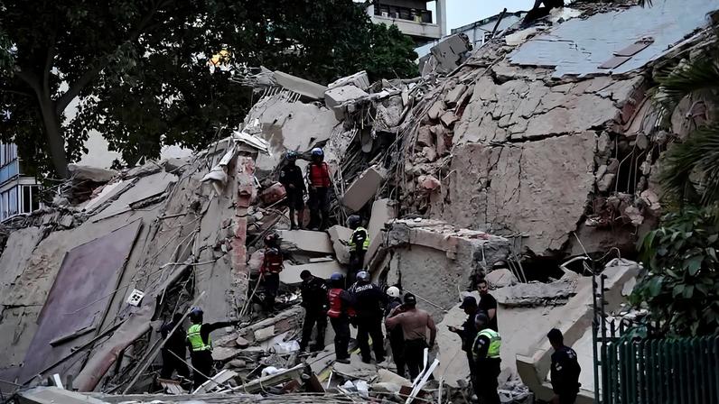 A collapsed building in Venezuela on June 24 following a pair of earthquakes.
