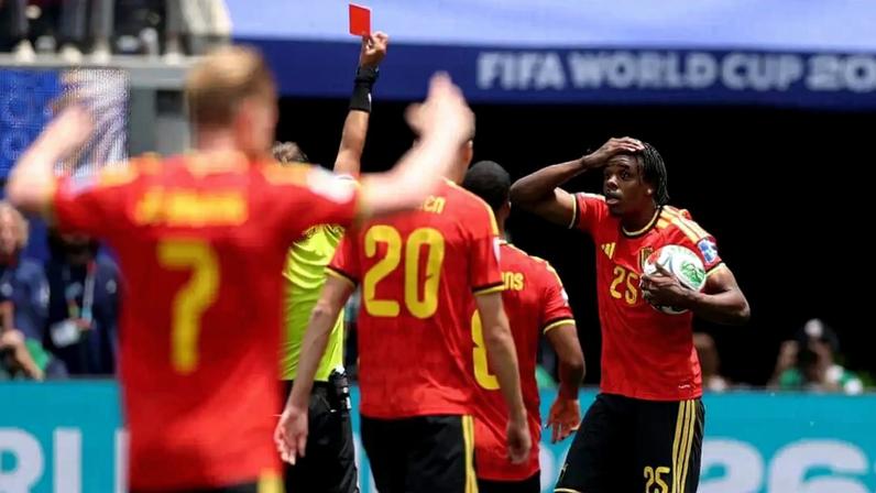 Nathan Ngoy is sent off to cap off a frustrating afternoon for Belgium