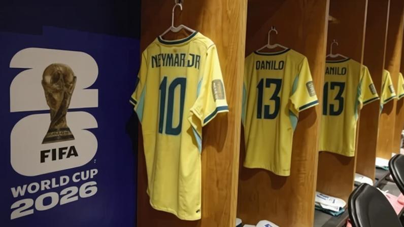 Vestiário da seleção brasileira antes do confronto contra Escócia