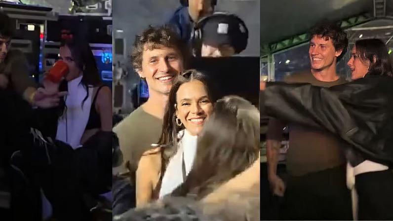 O cantor canadense Shawn Mendes e a atriz brasileira Bruna Marquezine no show da Dua Lipa em São Paulo em 15 de novembro de 2025.
