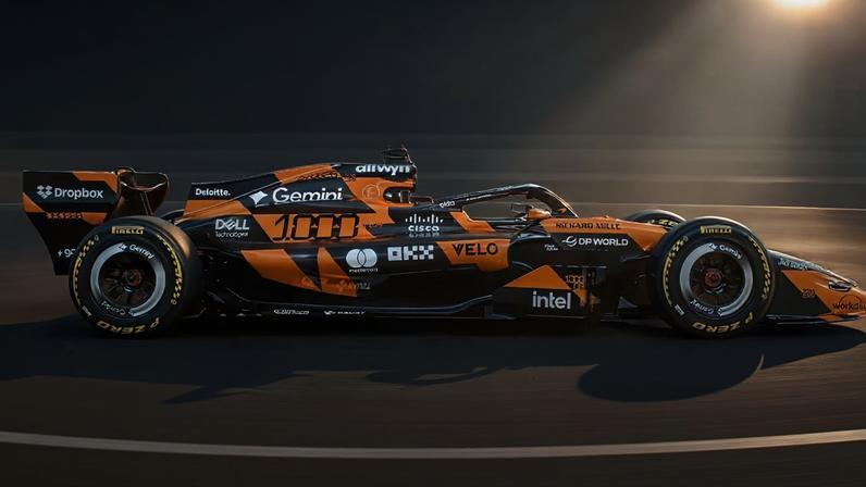 Pintura especial da McLaren para Mônaco alterna esquema de cores laranja e preto da escuderia e faz referência aos 1000 GPs na Fórmula 1.