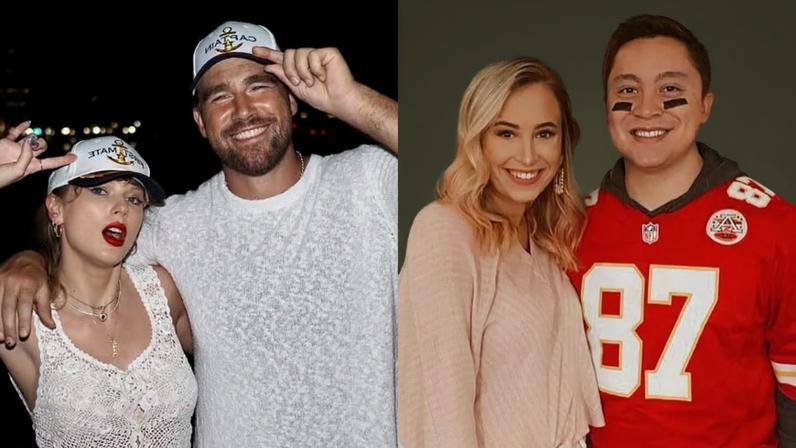 Web desenterrou foto do casal que teria previsto a união de Taylor Swift e Travis Kelce