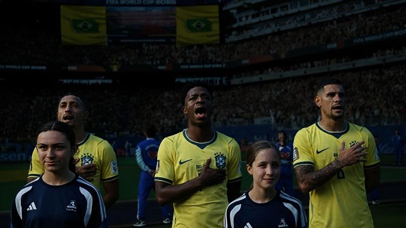 Jogadores da Seleção Brasileira cantam hino antes de partida da Copa do Mundo 2026