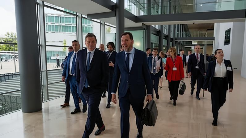 El ministro Óscar Puente este lunes en la reunión de ministros de Transportes en Luxemburgo.
