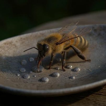 Como ajudar abelha solitária exausta com apenas uma colher de água