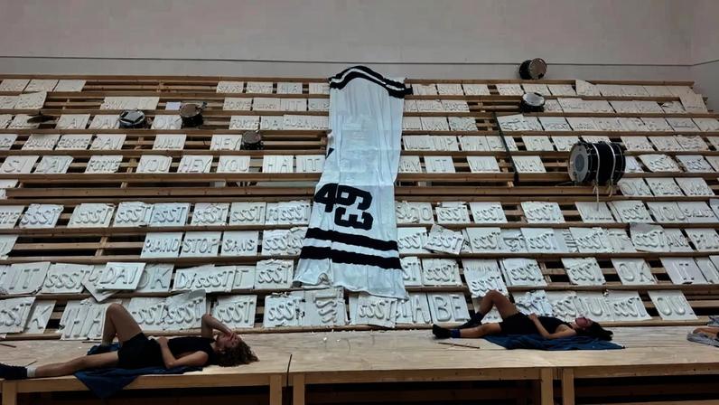 Miet Warlop's "IT NEVER SSST" at the Belgium Pavilion at the 2026 Venice Biennale.